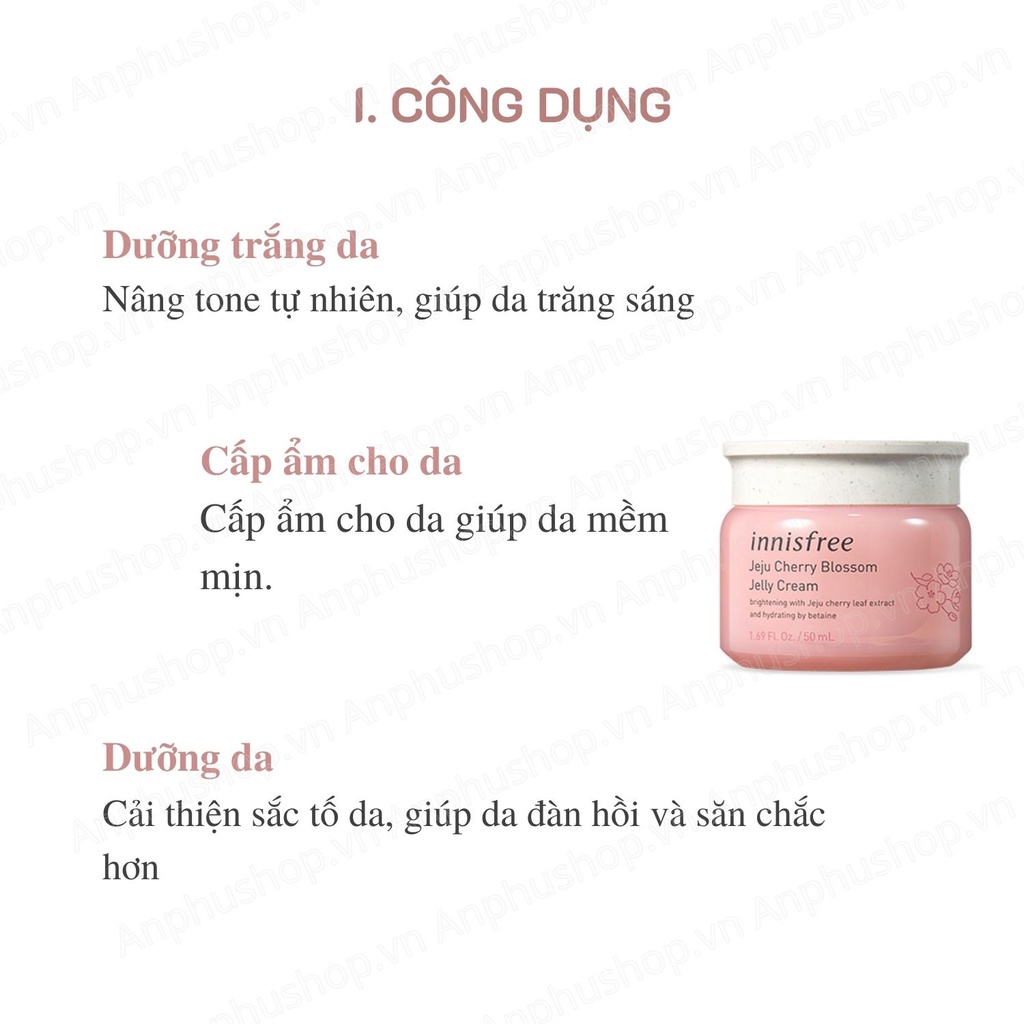 Kem dưỡng trắng da, cấp ẩm Hoa Anh Đào Innisfree  Jeju Cherry Blossom Tone Up Cream 50 mL - Sản phẩm chính hãng