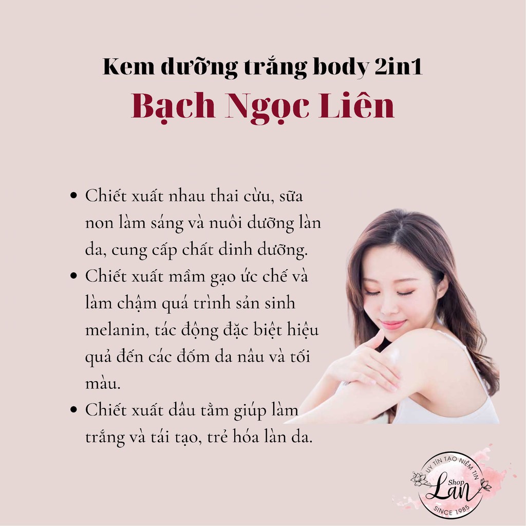 BỘ KEM TẮM TRẮNG VÀ BODY BẠCH NGỌC LIÊN