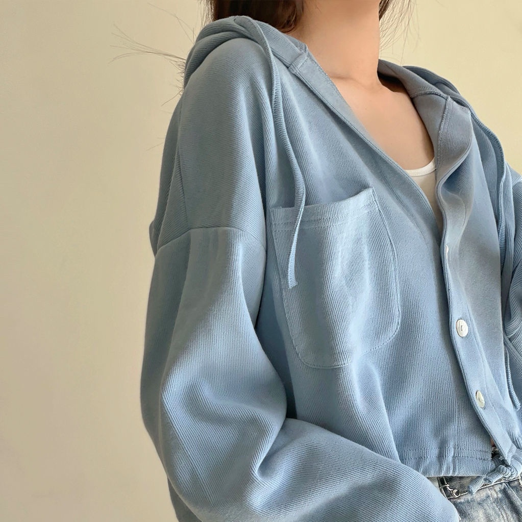 Áo Khoác Cardigan Mỏng Dáng Rộng Có Mũ Trùm Đầu Thời Trang Xuân Thu Mới