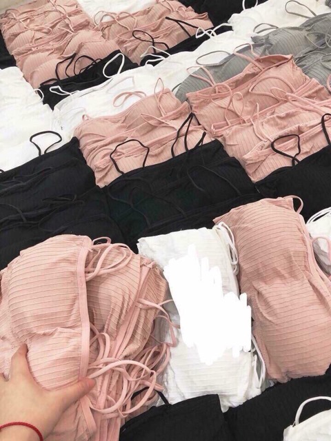 [Mã FAMAYWA giảm 10K đơn 50K] Áo bra 2 dây gân tăm siêu hít có thể thay mút khác, áo có khe tháo mút Hàng freesize | BigBuy360 - bigbuy360.vn