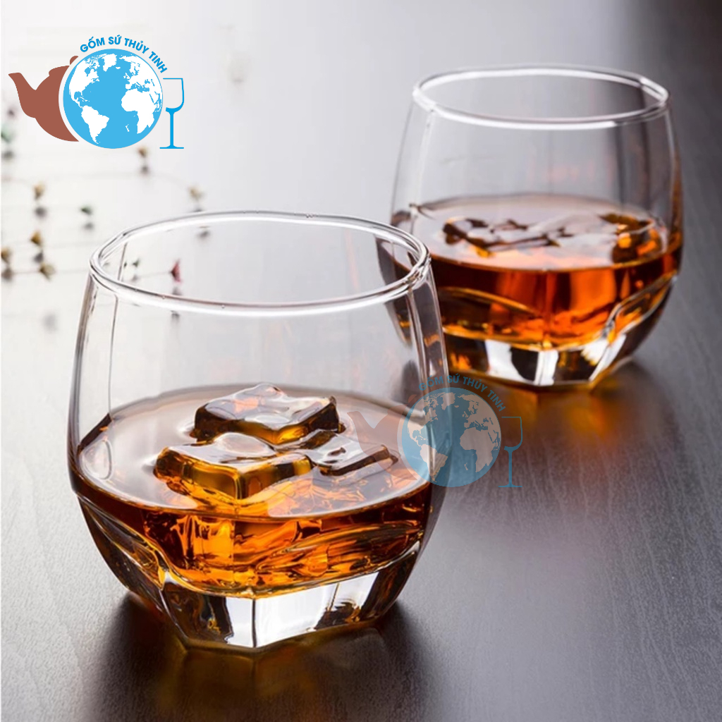 Bộ 6 ly whisky DSS7051 / 6 ly thủy tinh 340ml đáy dày cạnh cực sang. ly kiểu phong cách Châu Âu