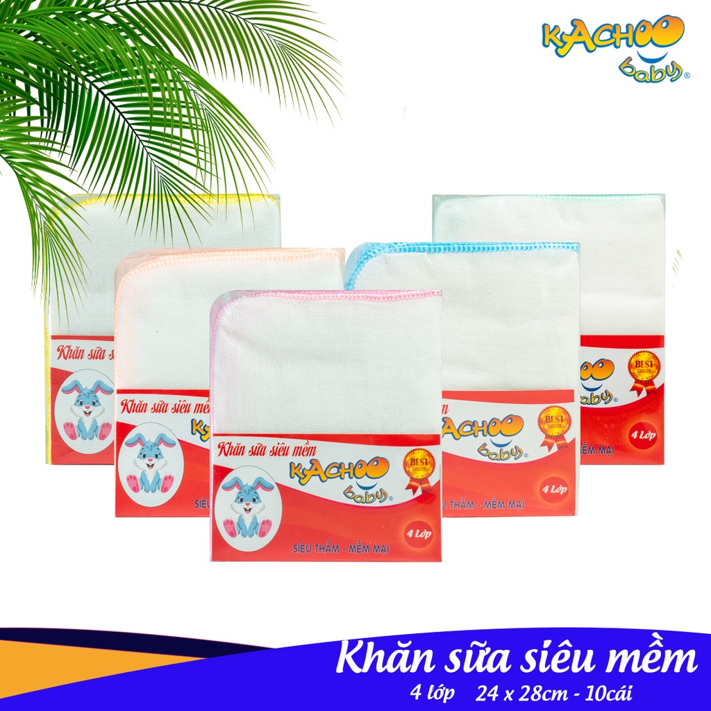 Combo 10 khăn sữa Nhật siêu mềm 4 lớp Kachoobaby 24 x 28cm