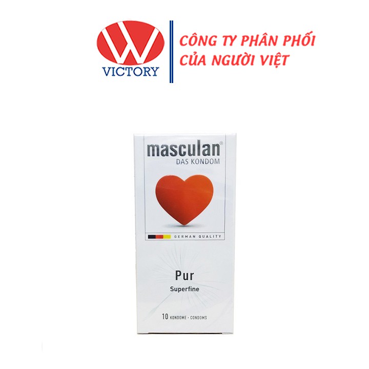 Hộp 10 cái Bao Cao Su Masculan Pur Superfine (Masculan Trắng) - Siêu mỏng - Victory Pharmacy