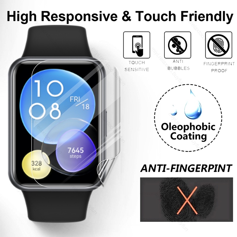 Kính Cường Lực 9D Trong Suốt Viền Cong Bảo Vệ Màn Hình Đồng Hồ Thông Minh Huawei Watch Fit 2