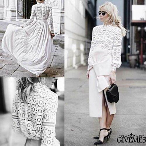 Áo phối ren tay dài thời trang cho nữ