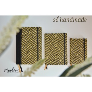 Sổ tay handmade cao cấp phong cách vintage - bìa cói có pocket last page, ruột trơn/craft