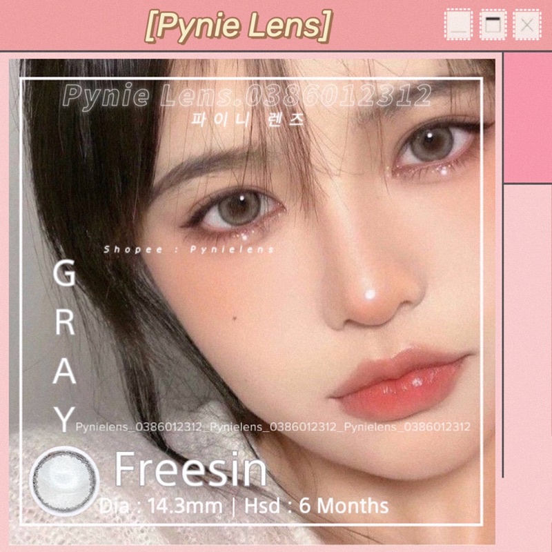 🌙 𝗟𝗲𝗻𝘀 𝗙𝗿𝗲𝗲𝘀𝗶𝗻 𝗚𝗿𝗮𝘆 ✨Em lens xám viền đen hottrend douyin dễ mang tiện sử dụng lên mắt tây nhưng kh sáng dữ | Pynielens✨