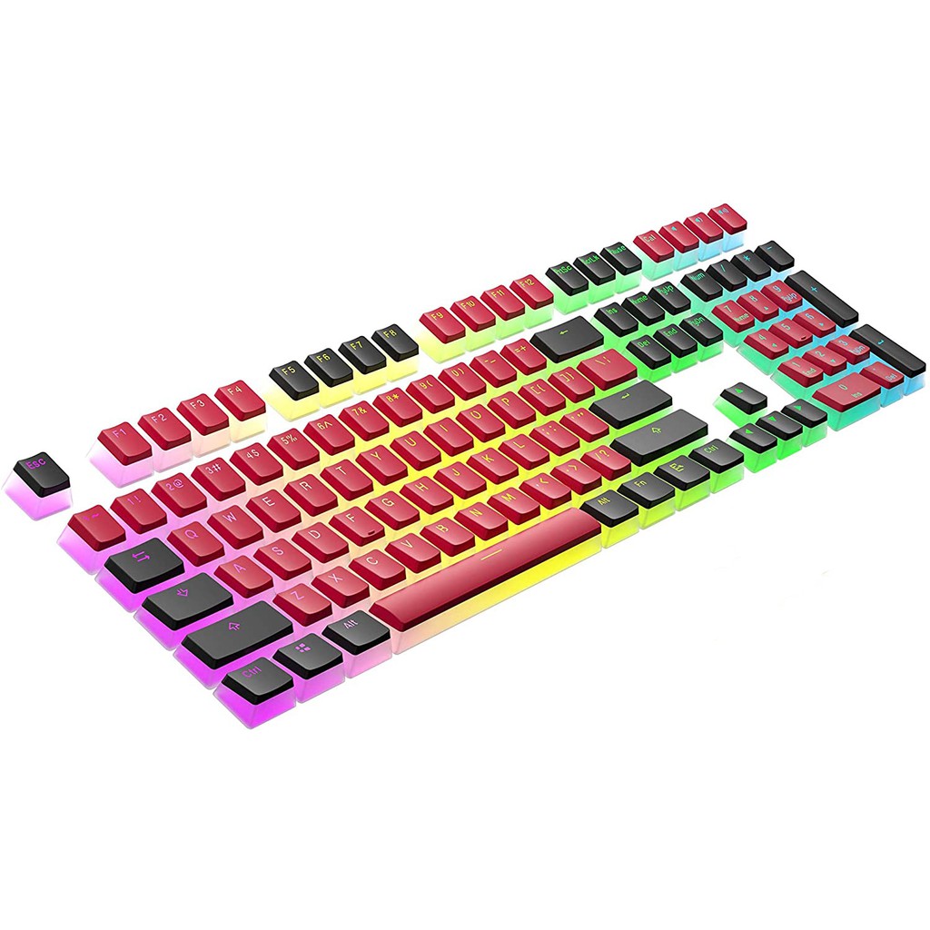 Bàn phím cơ pudding đỏ đen 108 Bàn phím pudding Double Shot PBT Cấu hình Ansi / ISO-Oem Bàn phím cơ có đèn nền chuyển đổi 60% / 87/104/108 (Chỉ bán keycaps)