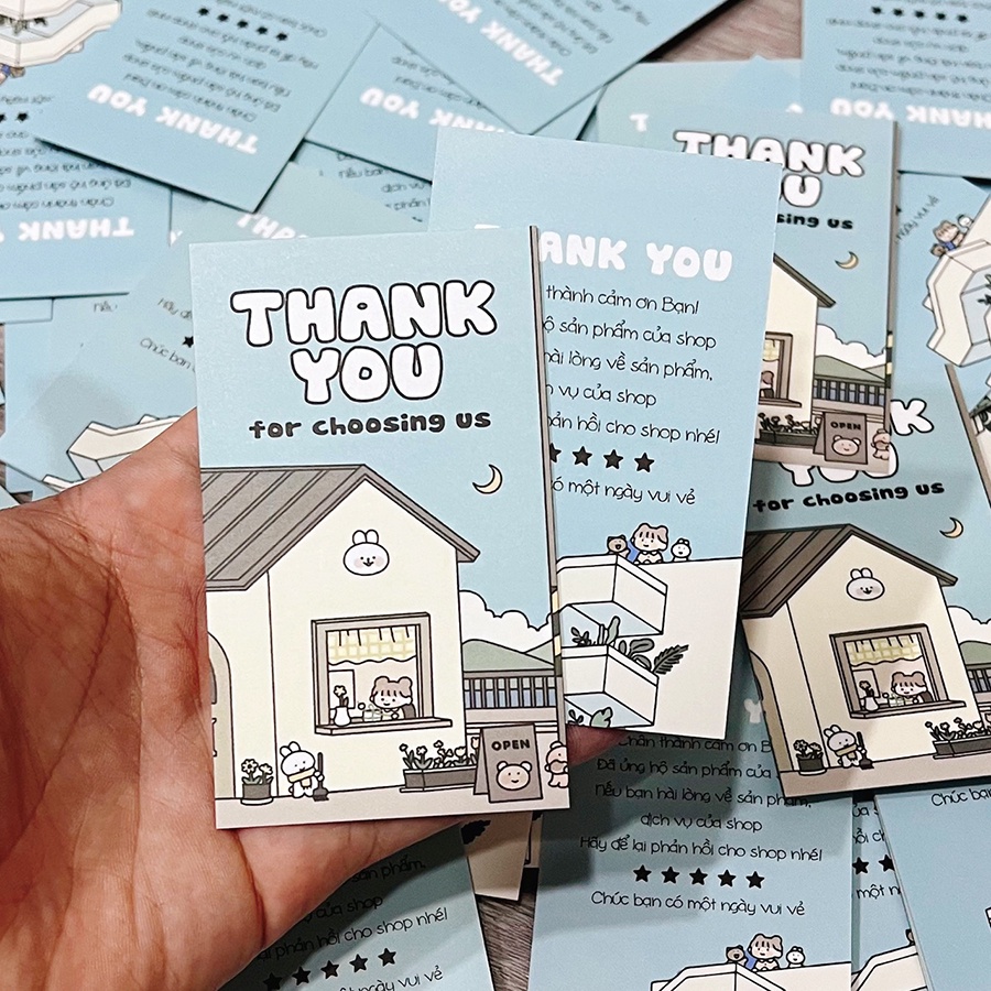 Thiệp cảm ơn Combo 100 cái, làm thư và card cảm ơn tặng khách hàng thúc đẩy đánh giá shop