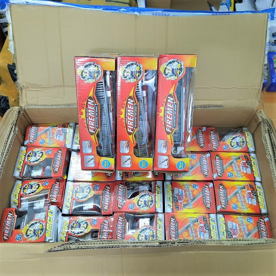Ô tô cứu hỏa mini chạy pin AA đồ chơi trẻ em có âm thanh và đèn