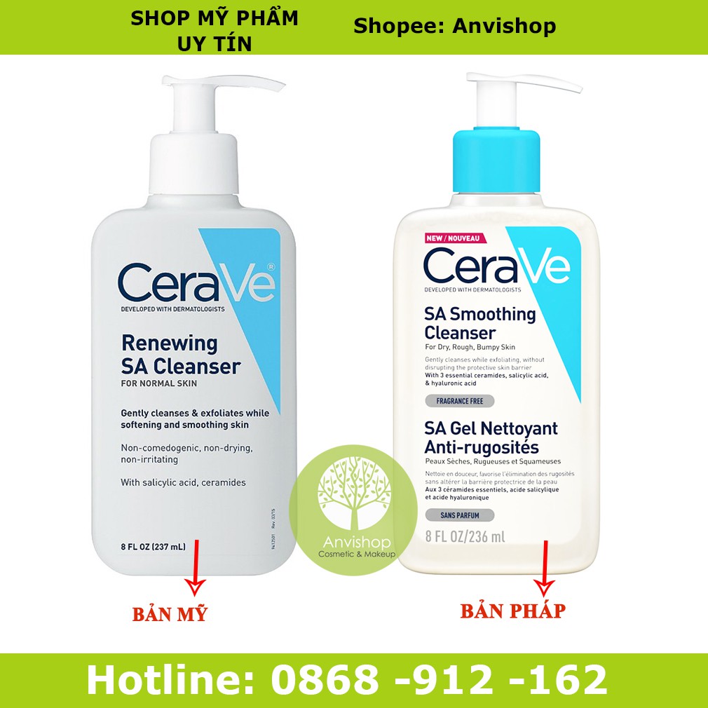 Sữa rửa mặt CERAVE SA Smoothing Cleanser 236ml (Pháp Nội Địa) Cerave da dầu mụn Anvishop