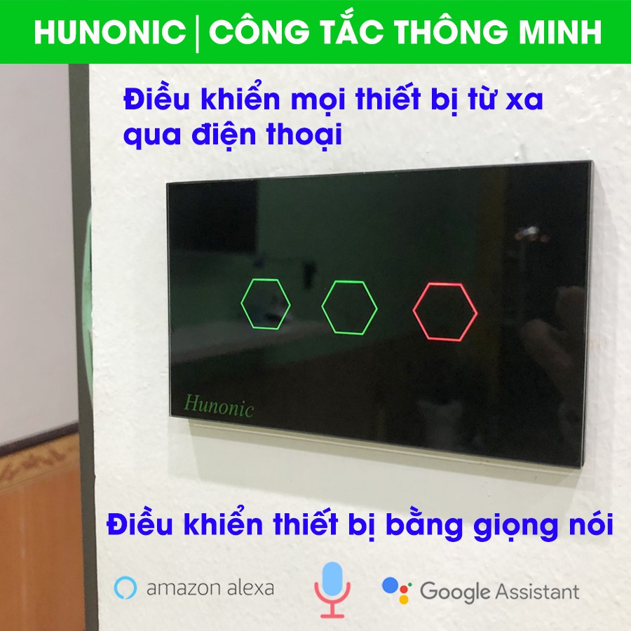 CÔNG TẮC THÔNG MINH CẢM ỨNG WIFI GIÁ RẺ HUNONIC 1 NÚT MÀU ĐEN│Điều khiển mọi thiết bị từ xa qua điện thoại và giọng nói