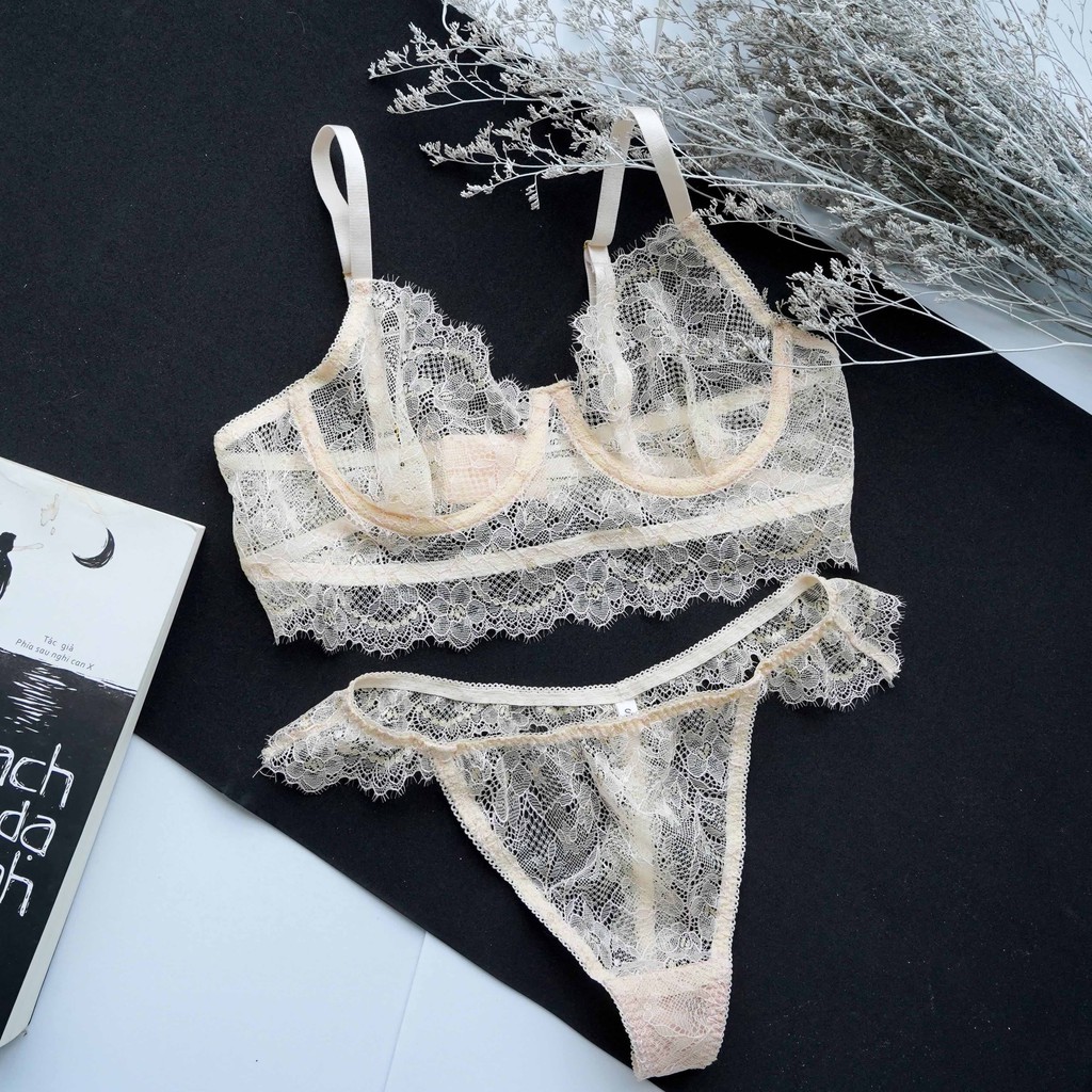 [ĐỘC QUYỀN THIẾT KẾ] Set đồ lót phối ren siêu mỏng màu da gợi cảm | BigBuy360 - bigbuy360.vn