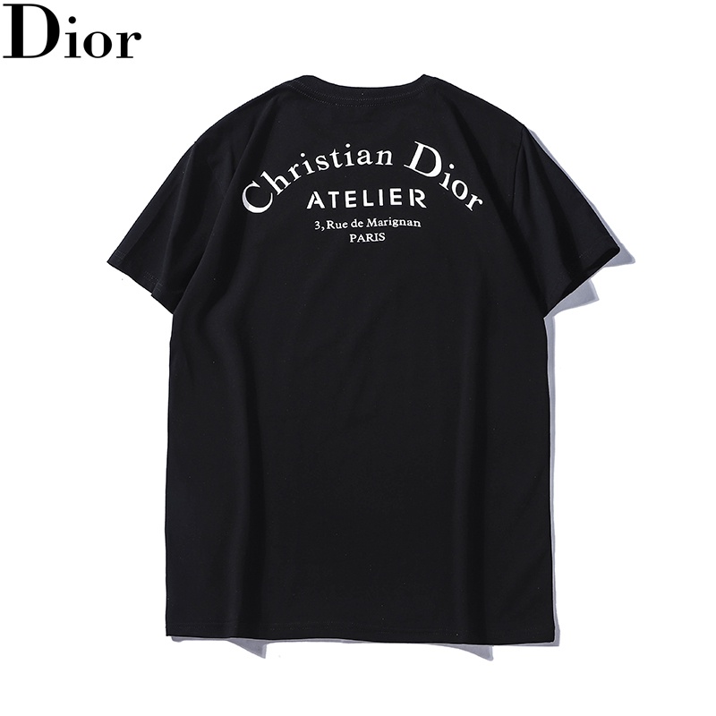 Áo thun cotton tay ngắn in logo Dior phong cách cổ điển thời trang xuân hè cho cặp đôi