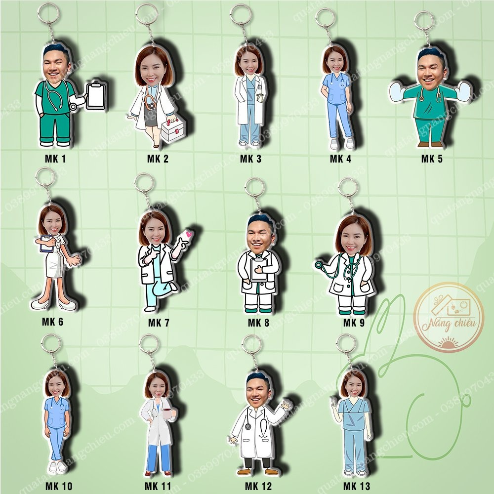 Móc khóa chibi Hình Bác sỹ, y tá, dược sĩ, ngành y , quà tặng tốt nghiệp ý nghĩa, quà sinh nhật