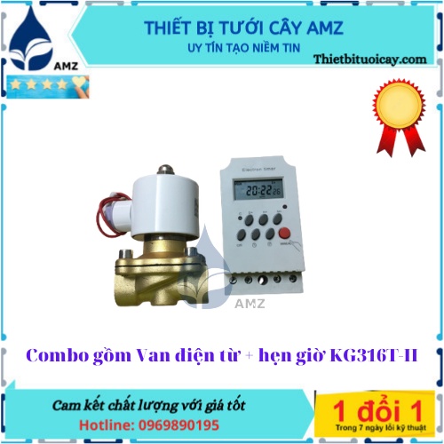 Bộ Tưới Cây Tự Động - Van điện từ đồng + hẹn giờ KG316T-II