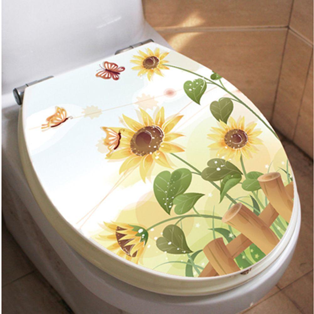 Sticker Dán Nắp Toilet Họa Tiết Hoa Hướng Dương Nghệ Thuật