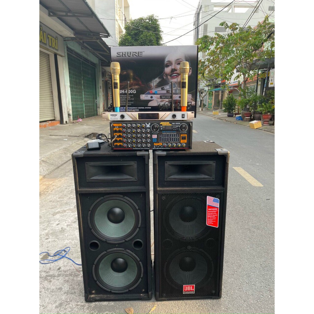 Dàn âm thanh  karaoke tại gia cặp loa JBL bass đôi 3 tấc + amply pro-9800D + micro SH-600g giá lẻ = sỉ âm thanh đỉnh