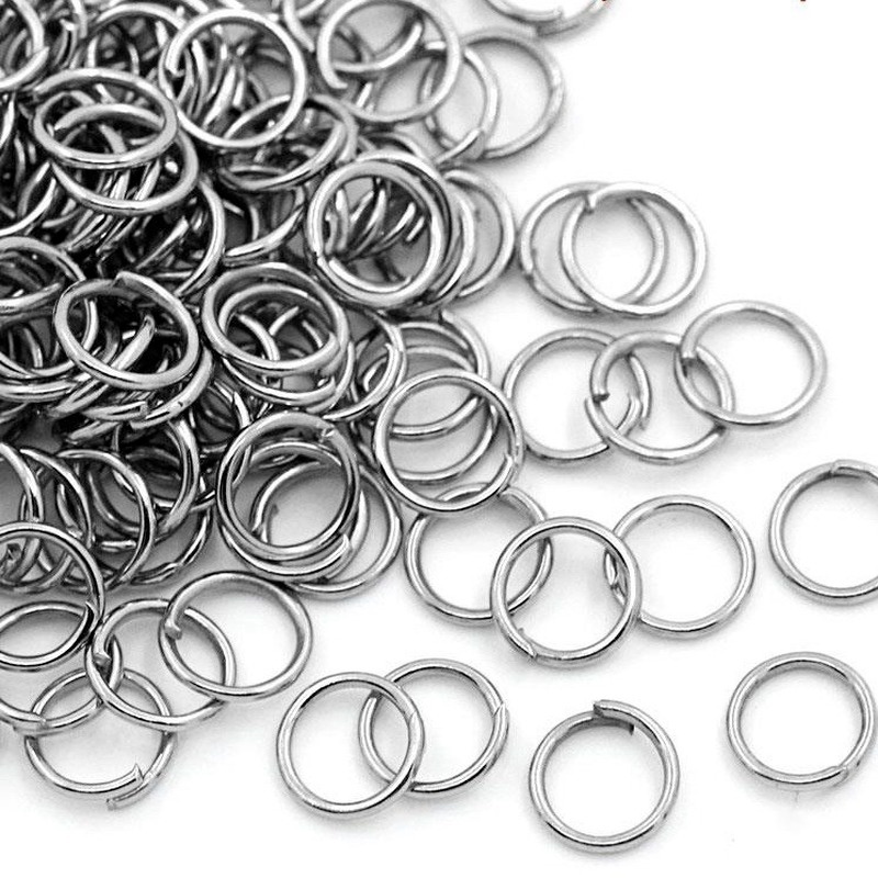 Set 50 Vòng Tròn Hở Một Vòng Bằng Thép Không Gỉ 8mm Làm Đồ Trang Sức Thủ Công DIY