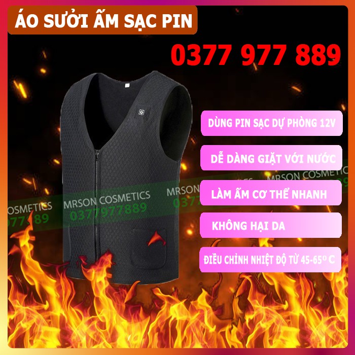 Áo ghi lê sưởi ấm sử dụng điện từ pin dự phòng điều chỉnh nhiệt độ