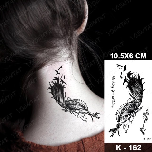 Hình xăm lông vũ bay k162- miếng dán tatoo tạm thời size &lt;10x6cm