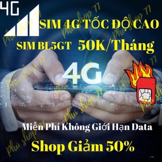 Sim Dip50 - BL5GT Data 4G Mobifone - Miễn Phí Tháng Đầu 50k/Tháng