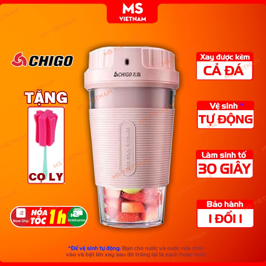 Máy Xay Sinh tố Mini Cầm Tay, Củ Quả, Ăn Dặm Chính Hãng Chigo - 2 lưỡi - MS Vietnam