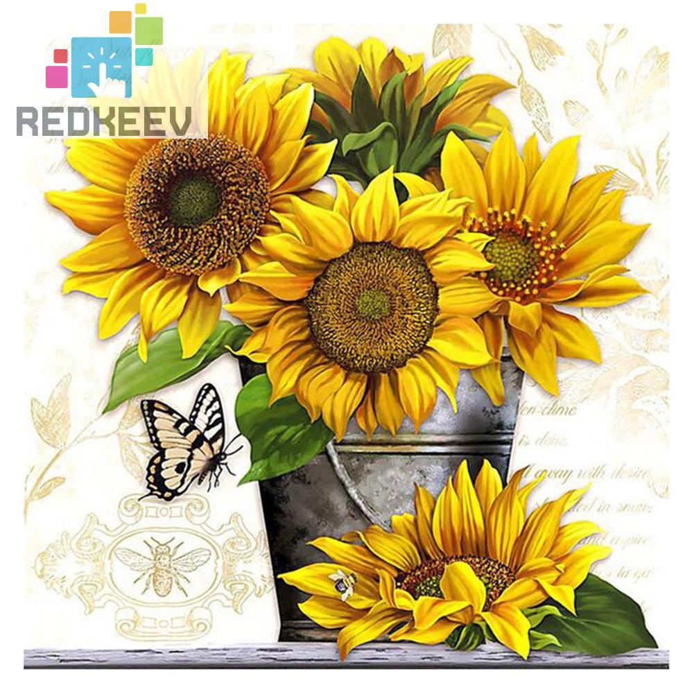 Bộ tranh đính đá 5D họa tiết hoa hướng dương độc đáo DIY