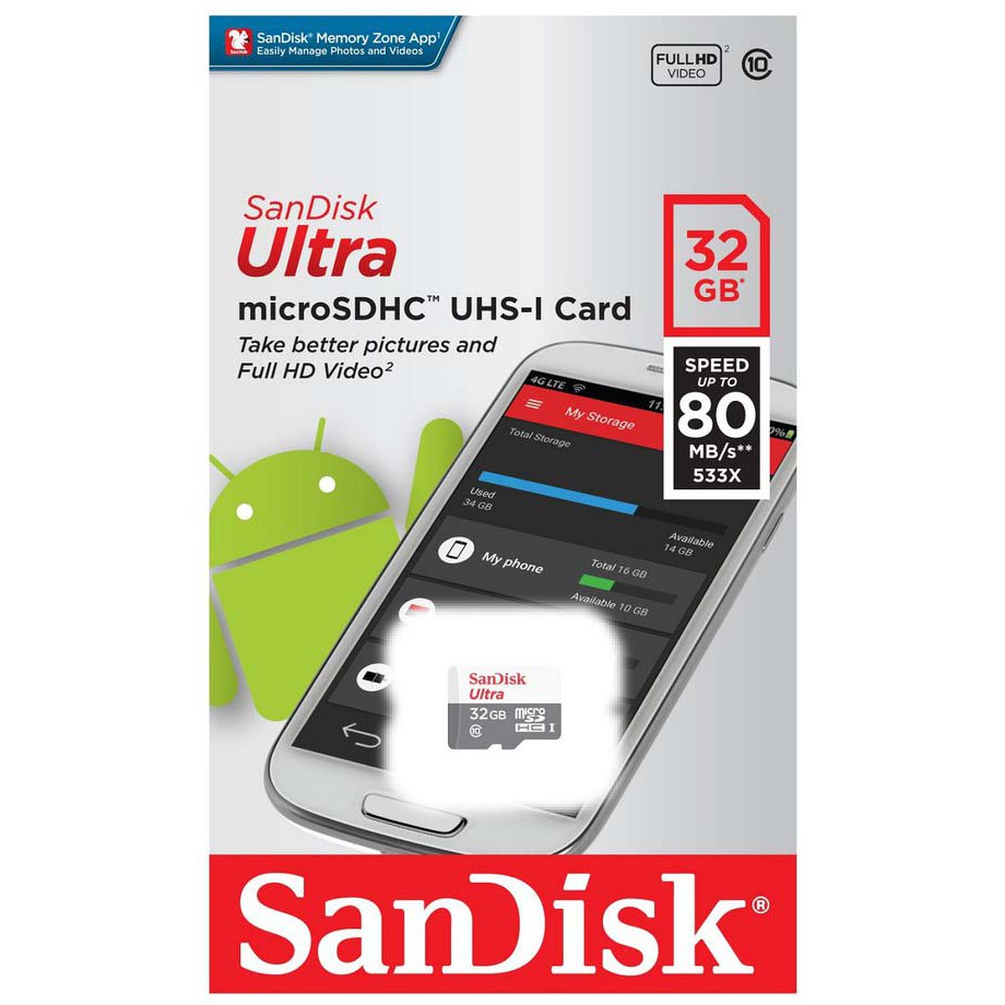 Thẻ nhớ MicroSD SanDisk Ultra 32GB ~ 100MB/s - Bảo Hành 5 Năm