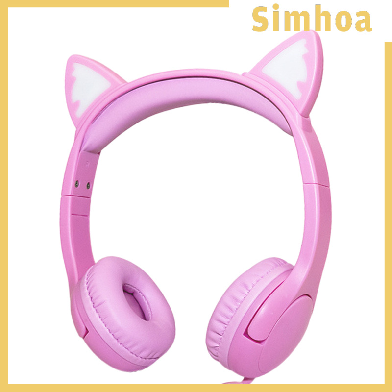 [SIMHOA]Cat Ear Kids Headphones with Micophone Safe Wired for School Online Learning