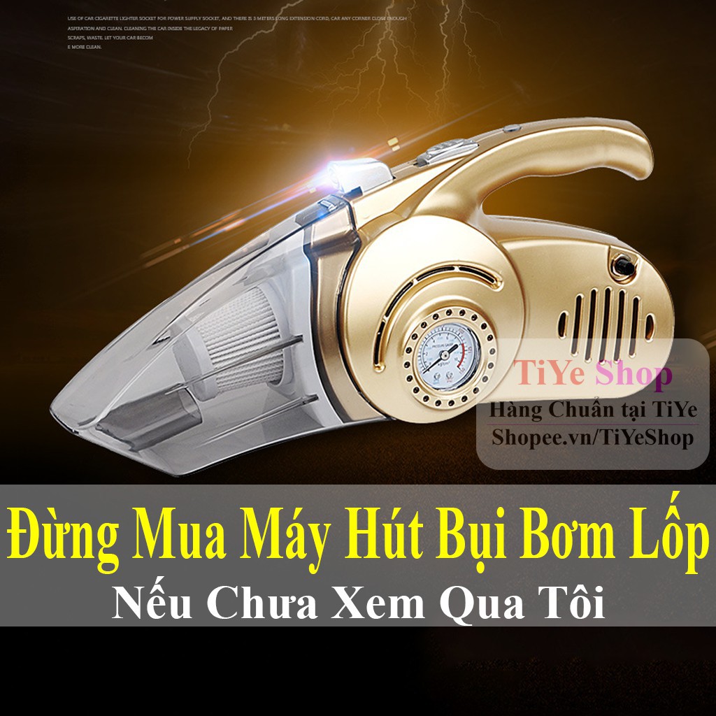 [PGshop]-Máy Hút Bụi Bơm Lốp 4 Trong 1 Bánh Xe tương đối Ô Tô Yeloo DC12V 5M 120W + đèn led  PGshop