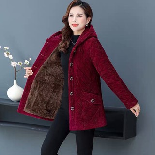 Áo khoác nhung trung niên nữ cao cấp, lót lông ấm áp, dày dặn