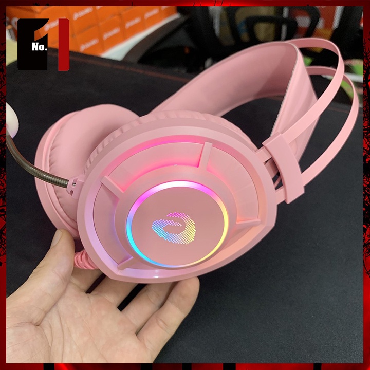 Tai Nghe Mèo Headphone Gaming Chụp Tai DAREU EH469 Màu Hồng Led RGB Tai Nghe Game Thủ Có Mic Máy Vi Tính Laptop Pc