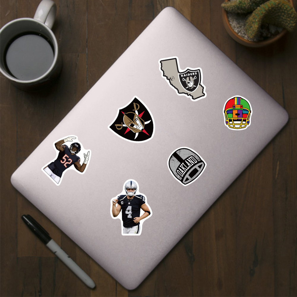 Set 50 miếng sticker hình đội bóng bầu dục Oakland Raiders graffiti dán trang trí chống thấm