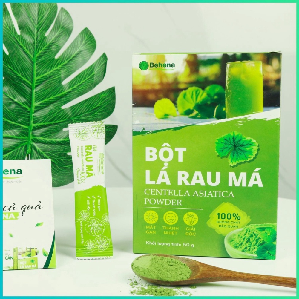 Bột Rau Má Nguyên Chất Behena 50g Giải Nhiệt - Hạ Sốt - Mát Gan, Giải Độc, Tăng Cường Trí Nhớ, Thị Lực