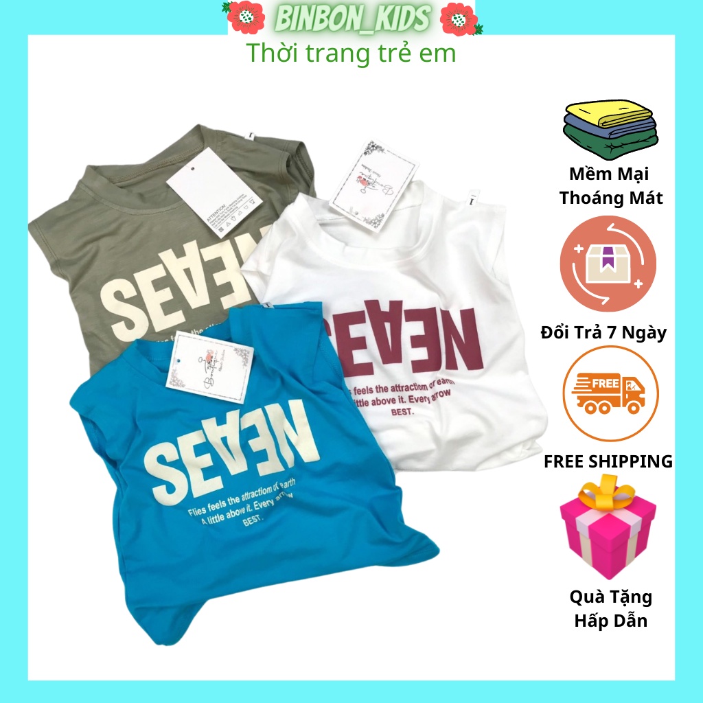 Áo thun cho bé trai/bé gái BINBON KIDS.áo sát nách chất liệu cotton 4 Chiều ,BBK áo bé trai thiết kế in chữ sành điệu