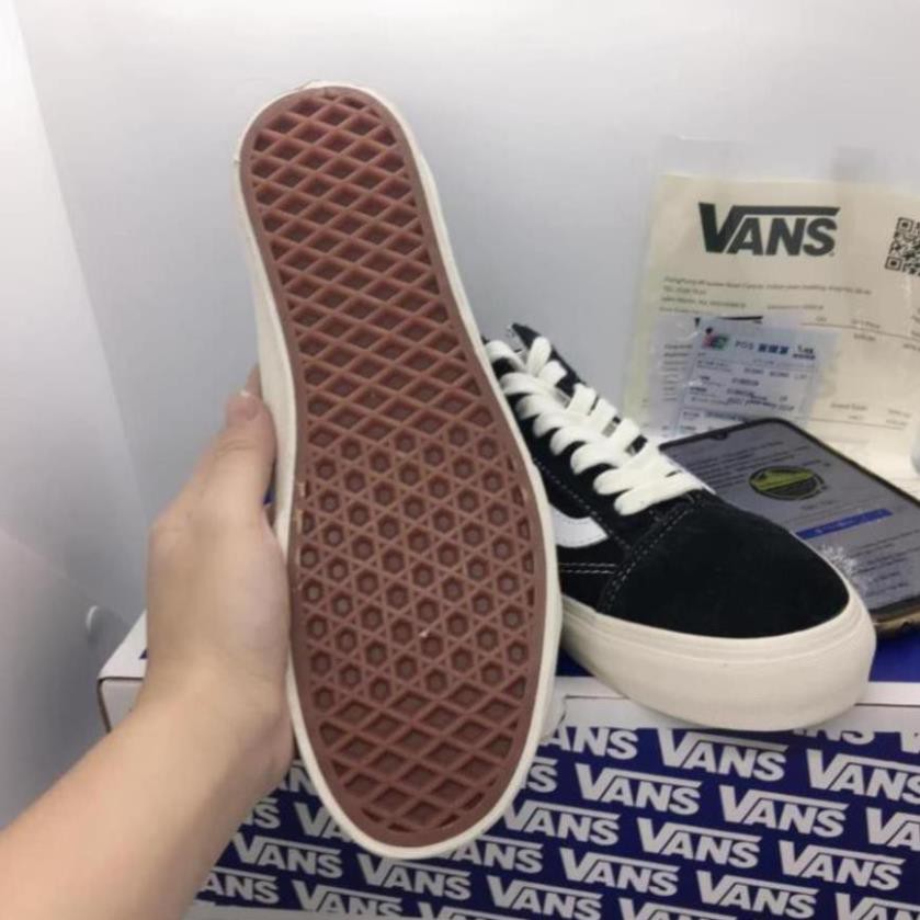 Giày thể thao VANS VAULT OLD SKOOL đen kẻ trắng nhung nỉ cao cấp 2021