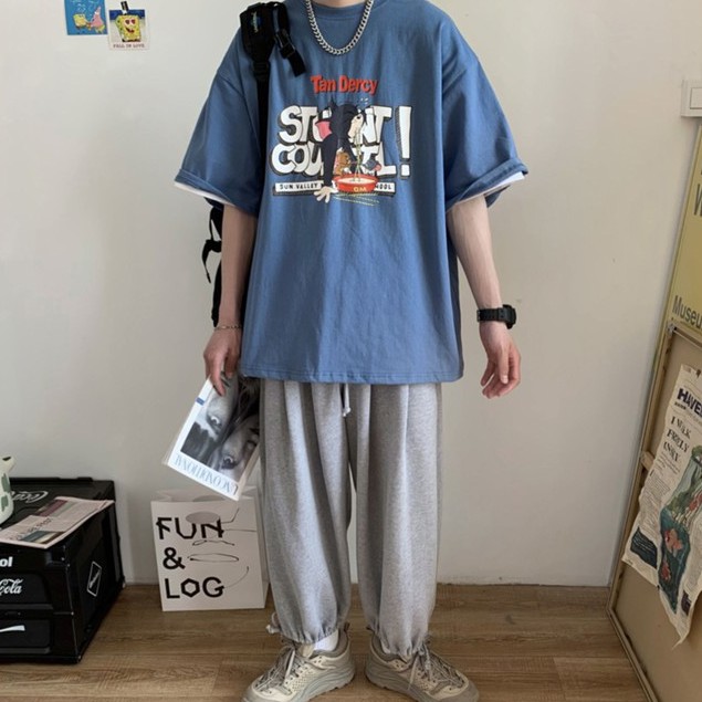 Áo thun ngắn tay dáng rộng cỡ lớn S-8XL 4 màu thời trang mùa hè dành cho nam nữ