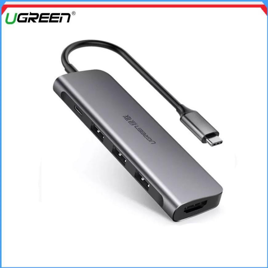 Cáp Chuyển Hub Ugreen 5 In 1 USB Type C Sang HDMI + USB 3.0*3 + PD Ugreen 50209 Chính Hãng Việt Nam