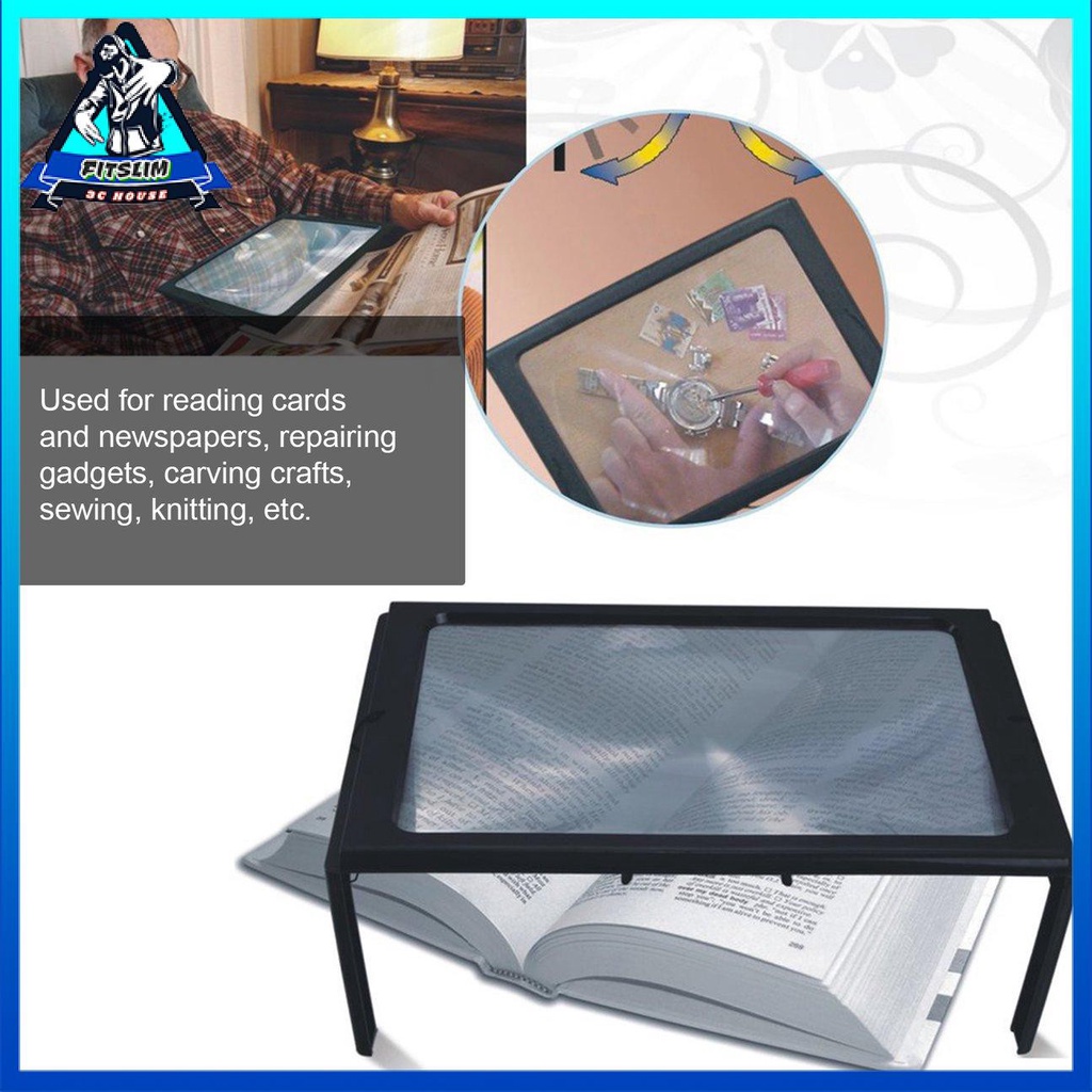 A4 Toàn trang 3X Bàn để bàn Kính lúp có thể gập lại Kính lúp Kính đọc sách