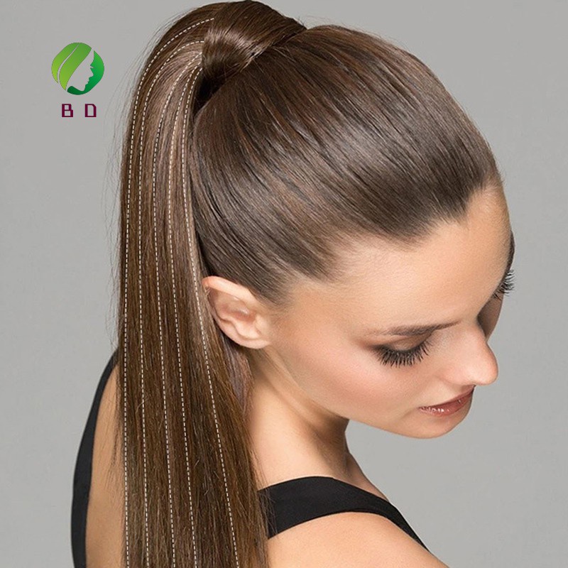 Tiktok ins Straight Ponytail Hairpiece Women Hair Extension Wig Hook and Loop Wearing tiktok