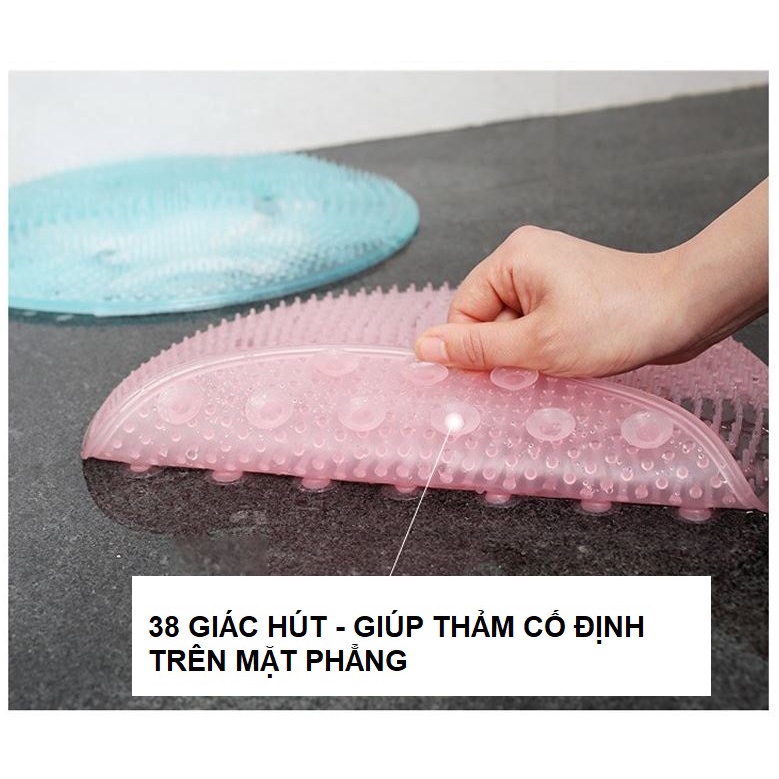 Thảm Massage Gai đế hít - Thảm Massage Chân Silicon Tẩy Tế Bào Chết Hình Tròn
