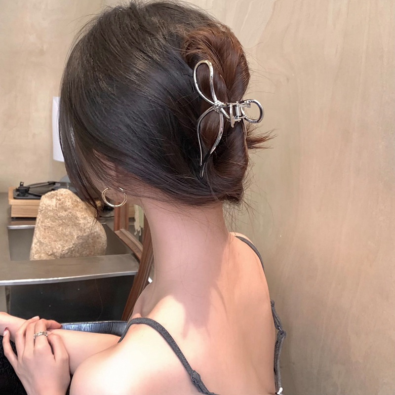Kẹp Tóc Càng Cua Kim Loại Hình Nơ Sanh Chảnh Phong Cách Hàn Quốc