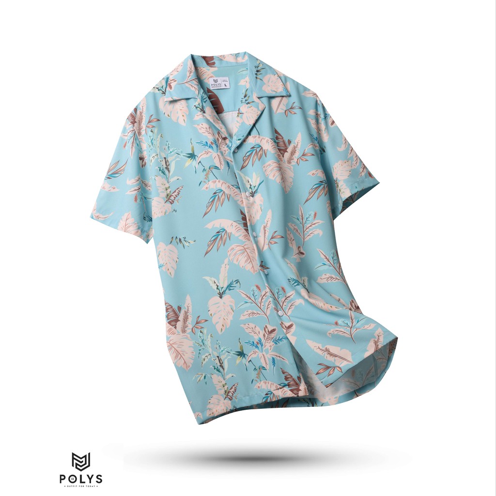 Áo sơ mi nam POLYS áo sơ mi tay ngắn họa tiết Blue Tropical | BigBuy360 - bigbuy360.vn