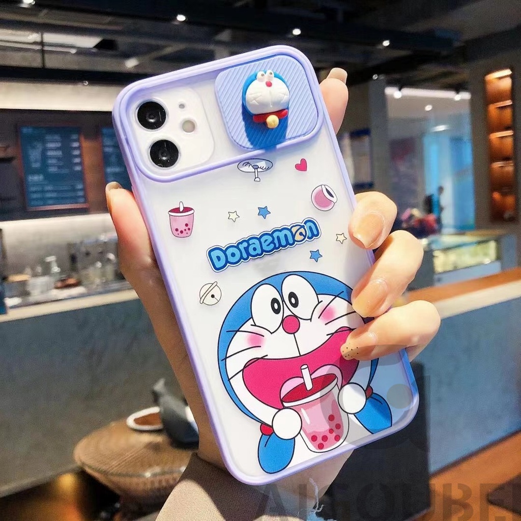 Ốp điện thoại họa tiết hoạt hình thiết kế nắp trượt bảo vệ camera thích hợp cho iPhone 12 11 Pro Max 13 Pro 14 Pro Max