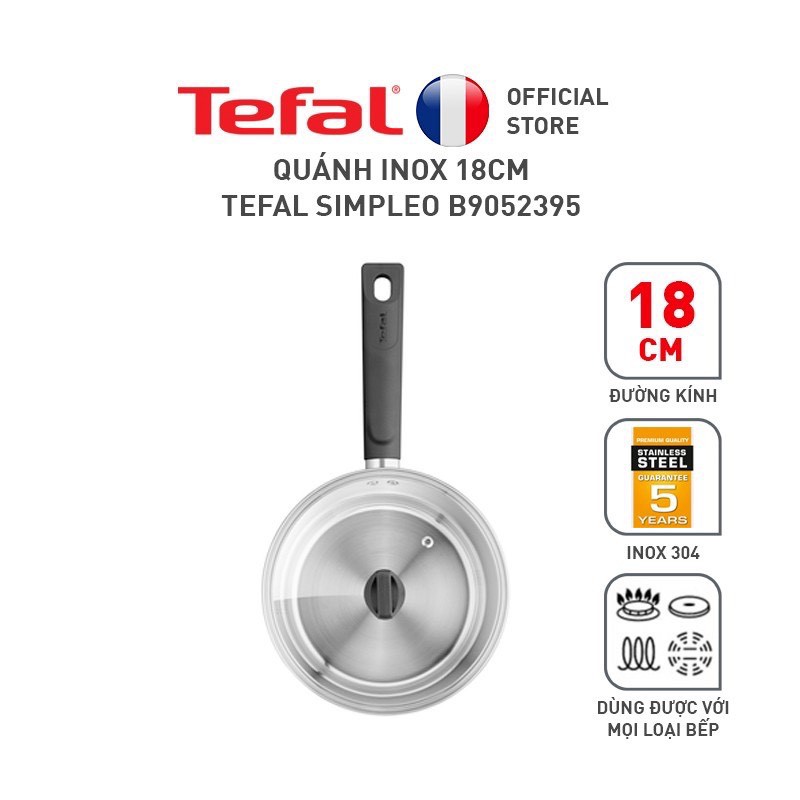 Quánh / Nồi cán dài  Tefal inox Simpleo 18cm B9052395