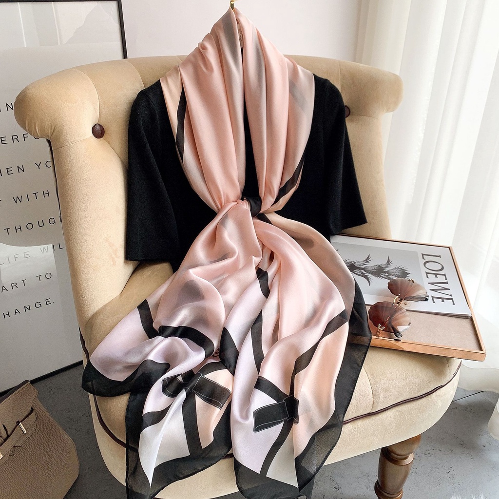 KL057 Khăn choàng cổ lụa dáng dài