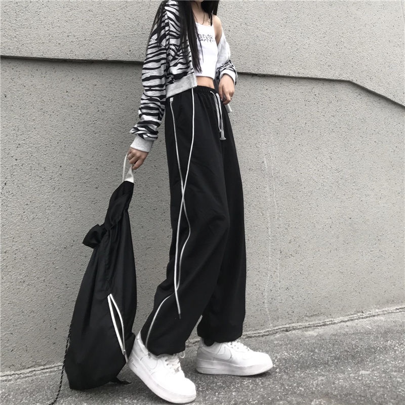 ▥۞◐Quần Thể Thao Ống Rộng Lưng Cao Thời Trang Mùa Hè Cho Nữ