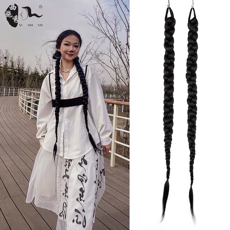 Tóc giả bện con rết cá tính phong cách âu mỹ dài 65cm ( 1 chiếc 1 bên tóc)