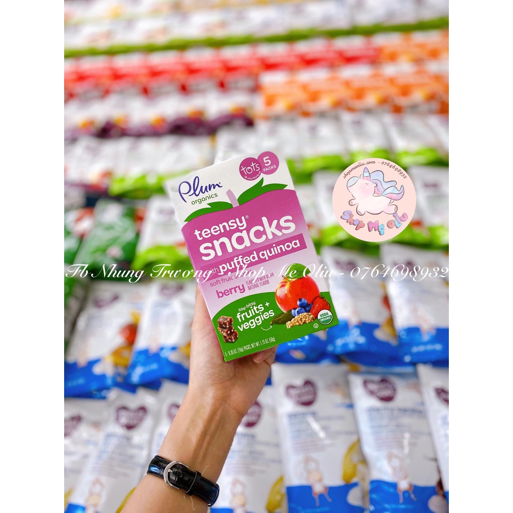 Trái cây sấy dẻo hữu cơ Plum Organics mix hạt Quinoa cho bé date 2023